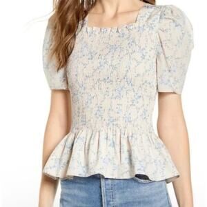 Rachel Parcell Blue Floral Blouse